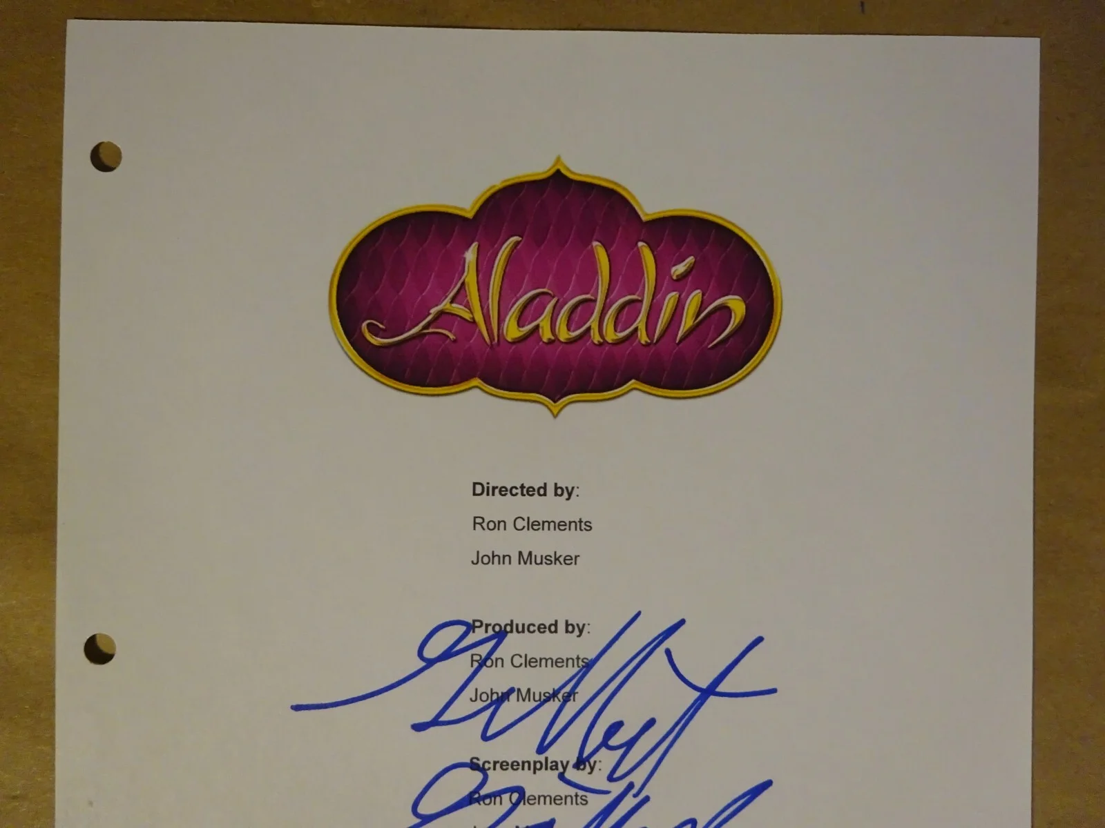 Gilbert Gottfried — Autographed Gilbert Gottfried Signed Disney Aladdin Script Cover Beckett BAS COA, image 5