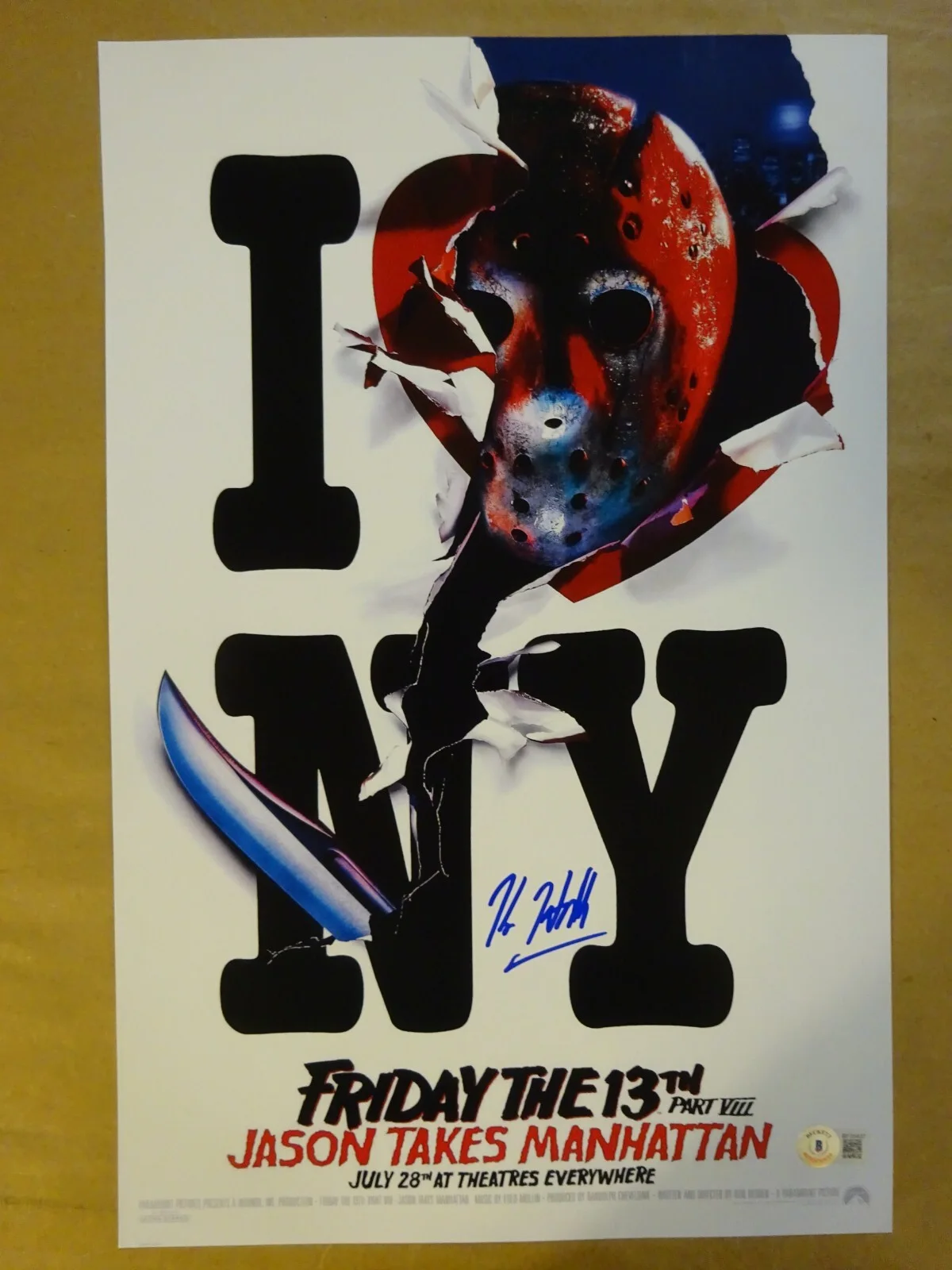 Kane Hodder — Signed Kane Hodder Autographed Friday The 13th VIII New York 11x17 Photo BAS COA