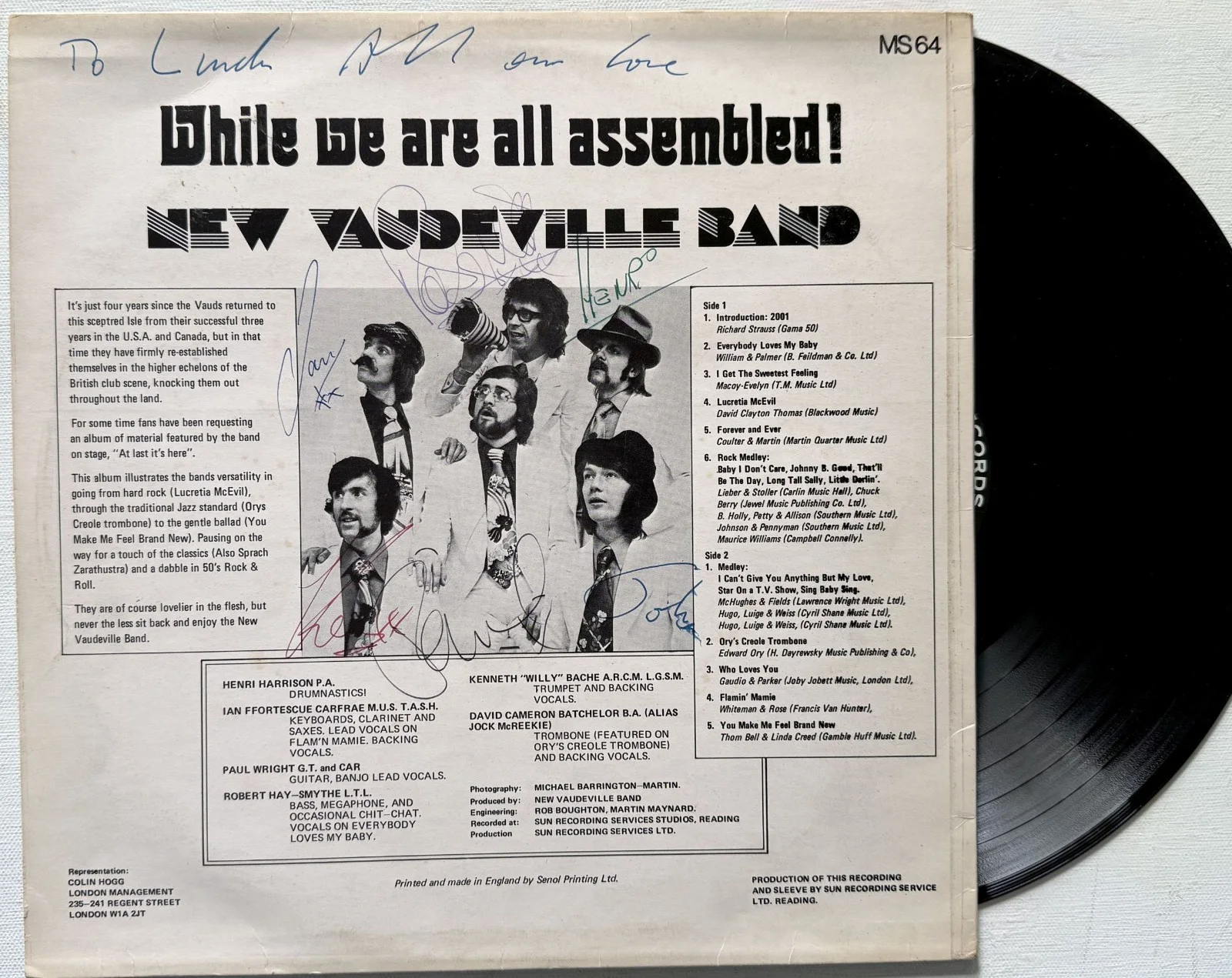 New Vaudeville Band Signed Autographed "While We are All Assembled" Record Album, изображение 2