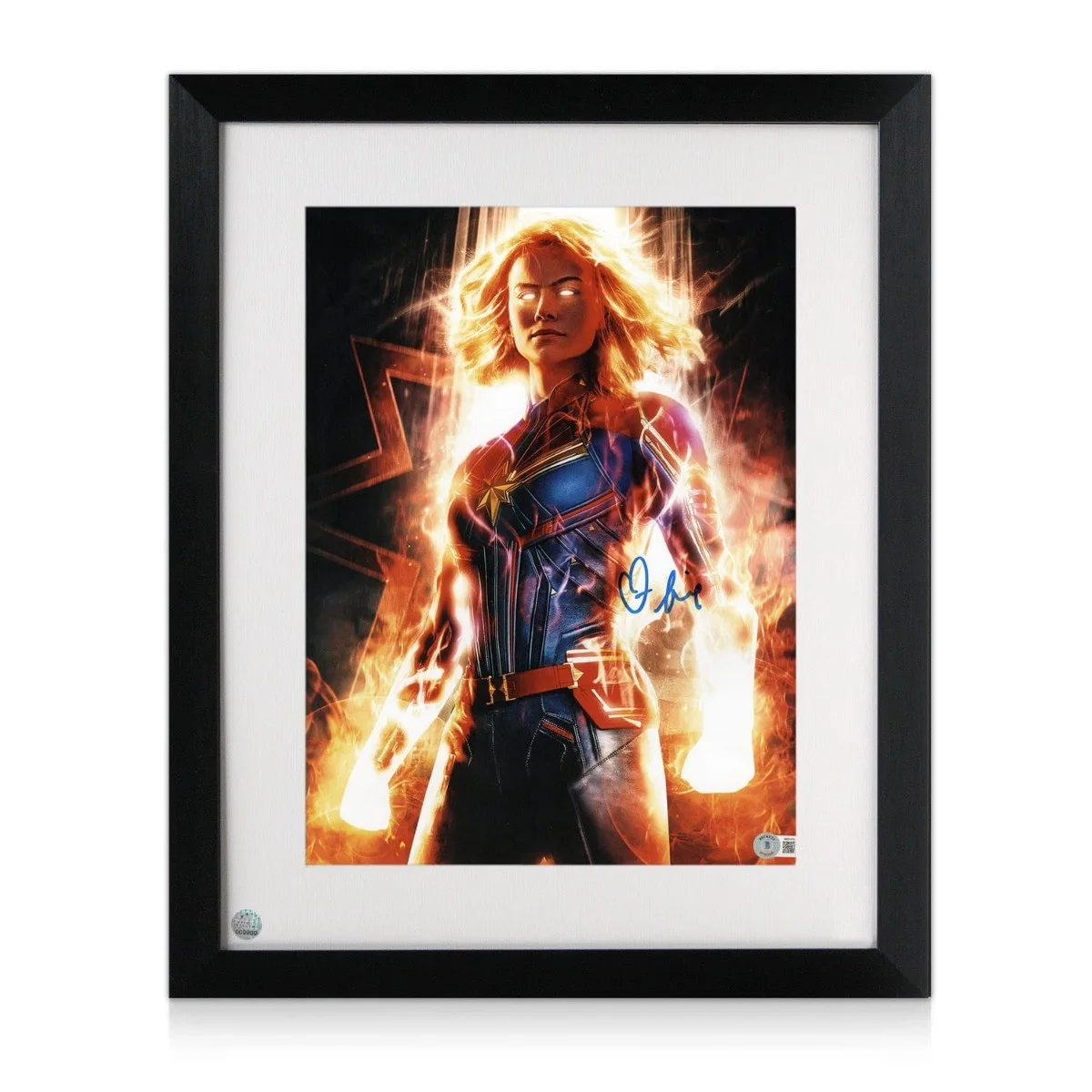 Brie Larson — Brie Larson Signed Captain Marvel Poster. Framed