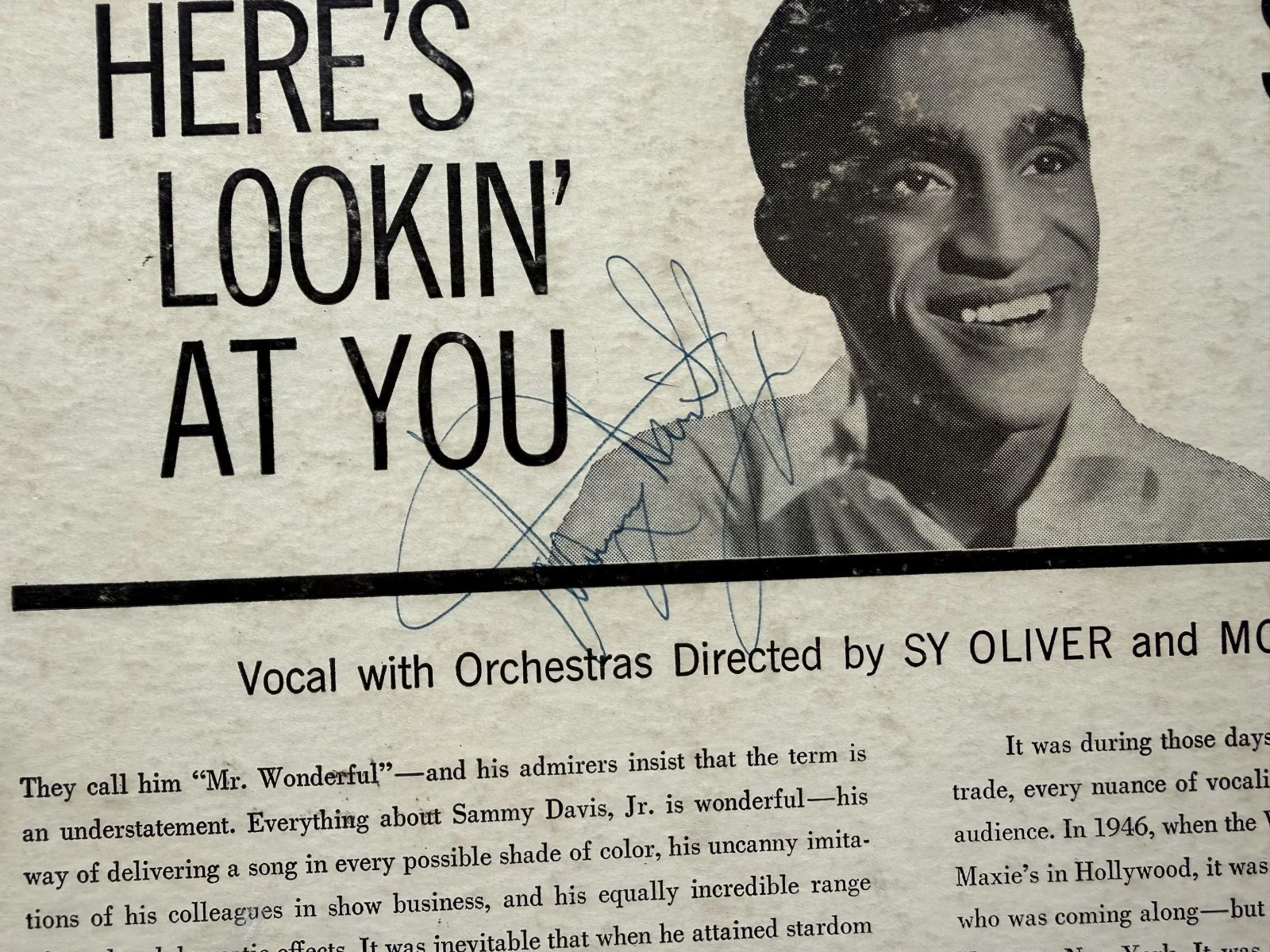 Sammy Davis Jr. Signed Autographed ''Here's Lookin' at You'' Record Album, image 3