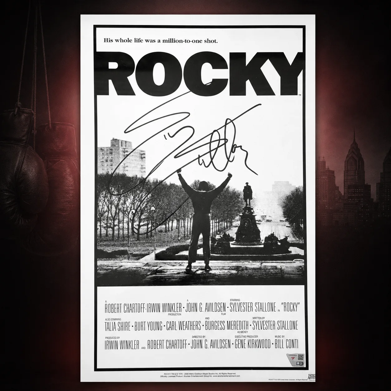 Sylvester Stallone — ROCKY Signed Poster (50th Anniversary) Sylvester Stallone FANATICS COA 1976-2026