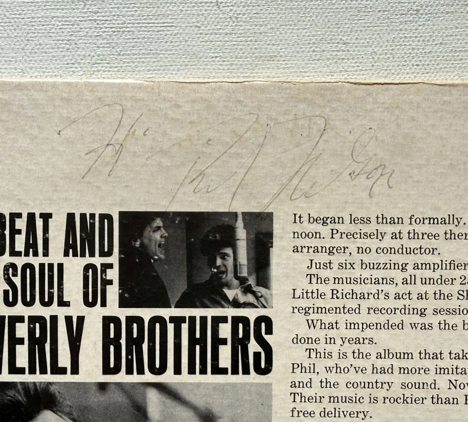 Don & Phil Everly & Rick Nelson Signed Autographed Record Album Cover, image 3