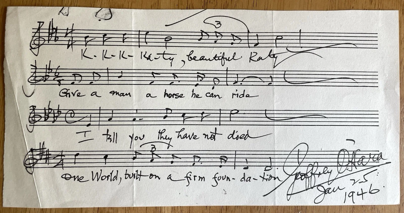 Composer and Singer Geoffrey O'Hara Autograph Musical Quote, изображение 3