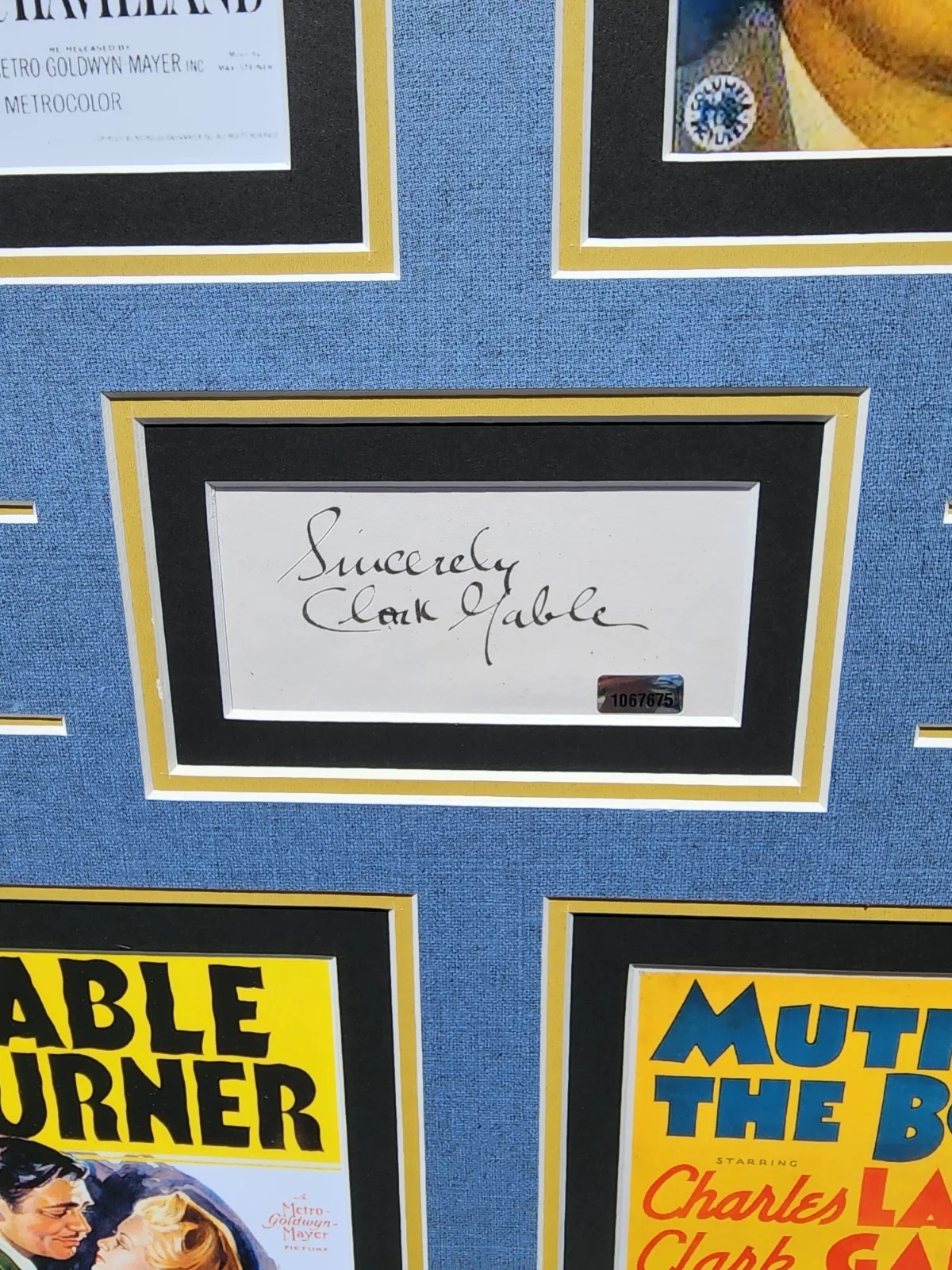 Clark Gable signed index card comes in a beautiful mat with movie prints, image 2