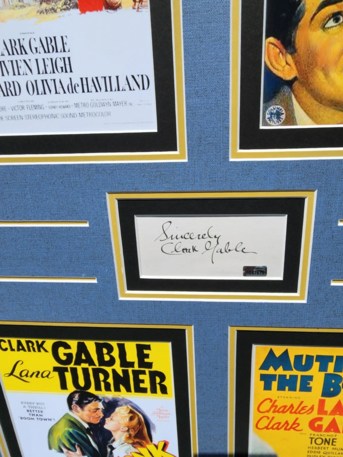 Clark Gable signed index card comes in a beautiful mat with movie prints, image 5