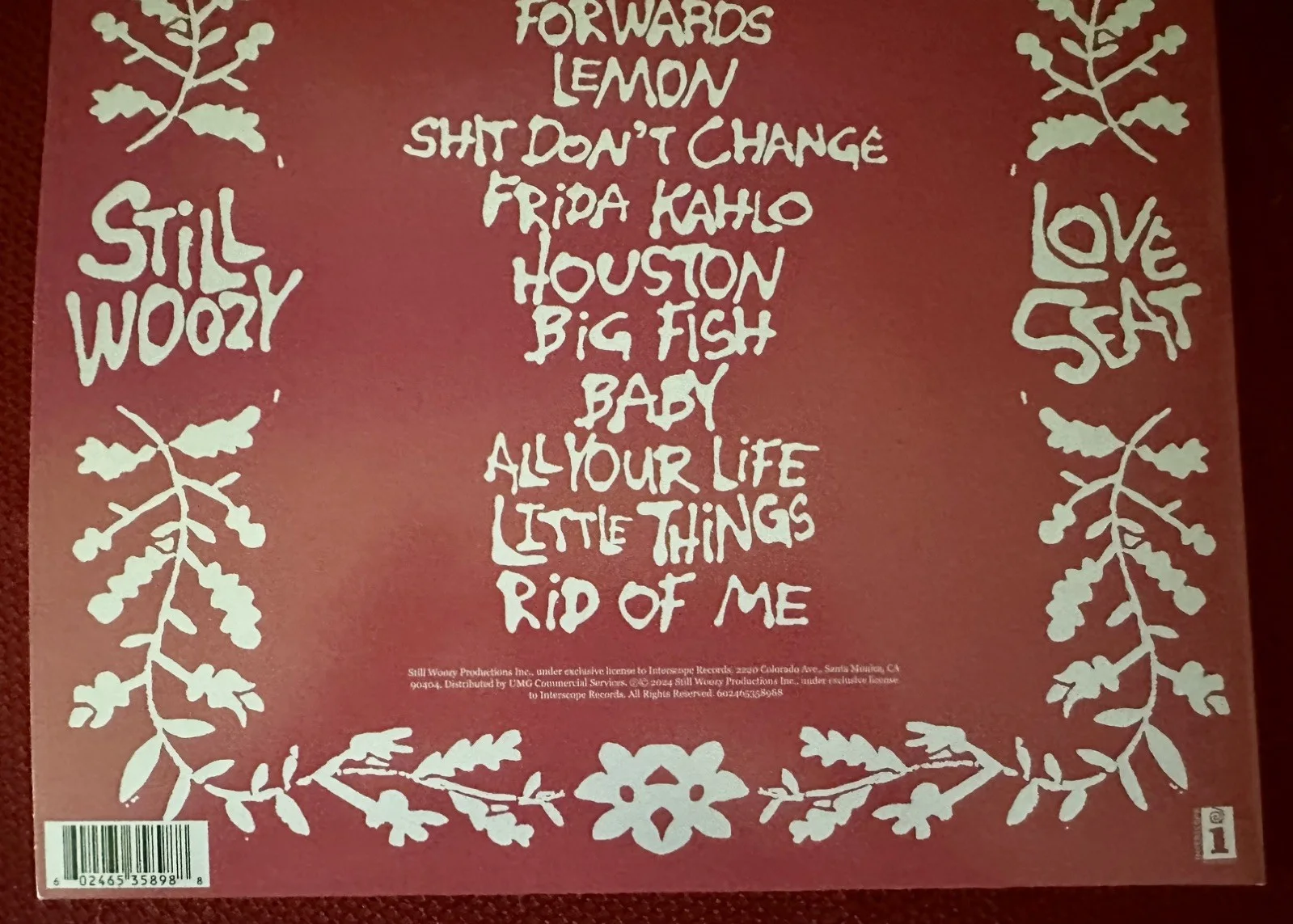 STILL WOOZY LOVESEAT SIGNED VINYL, image 2