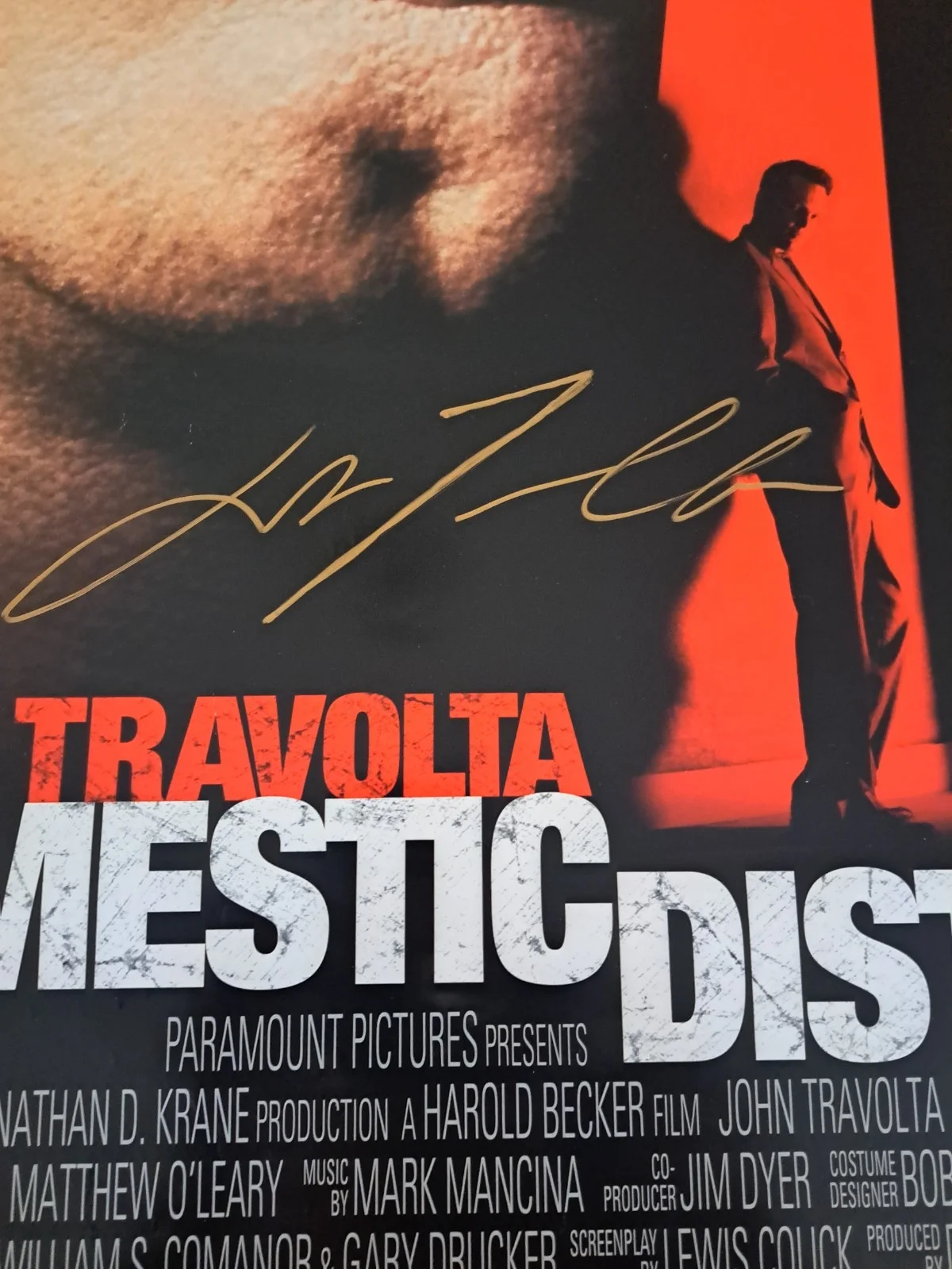 John Travolta — JOHN TRAVOLTA SIGNED "DOMESTIC DISTURBANCE" MOVIE POSTER 27x40 JSA COA, image 2