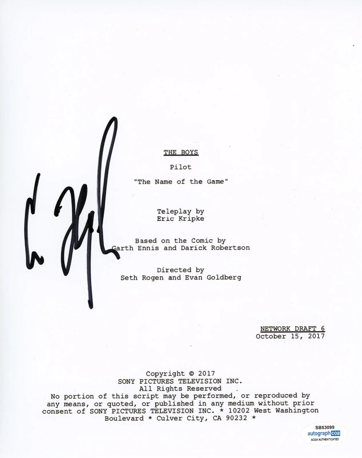 ERIC KRIPKE — Eric Kripke signed "THE BOYS" Pilot Episode 8x10 Photo EXACT PROOF c Writer ACOA, изображение 4