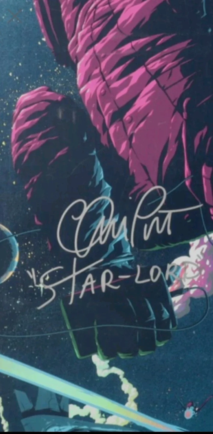 CHRIS PRATT — Chris Pratt Signed Guardians Of The Galaxy Foil Poster 24x36 ACOA Cer" Star Lord, изображение 2