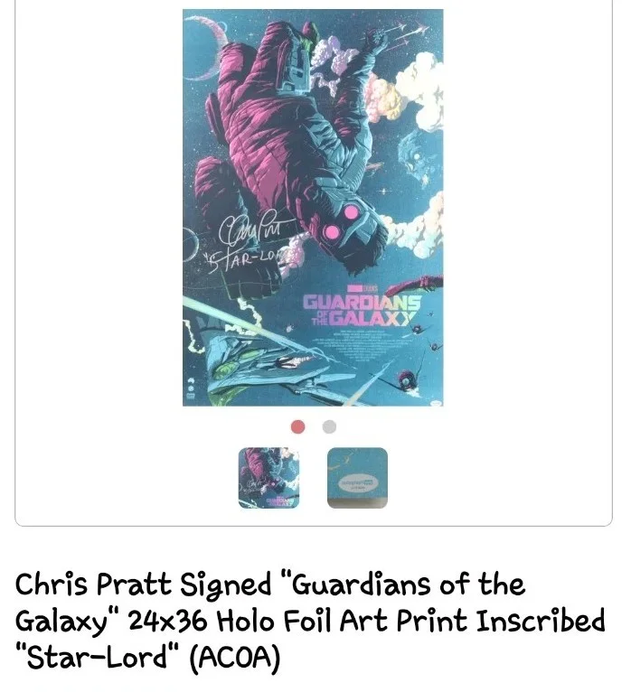 CHRIS PRATT — Chris Pratt Signed Guardians Of The Galaxy Foil Poster 24x36 ACOA Cer" Star Lord, изображение 3