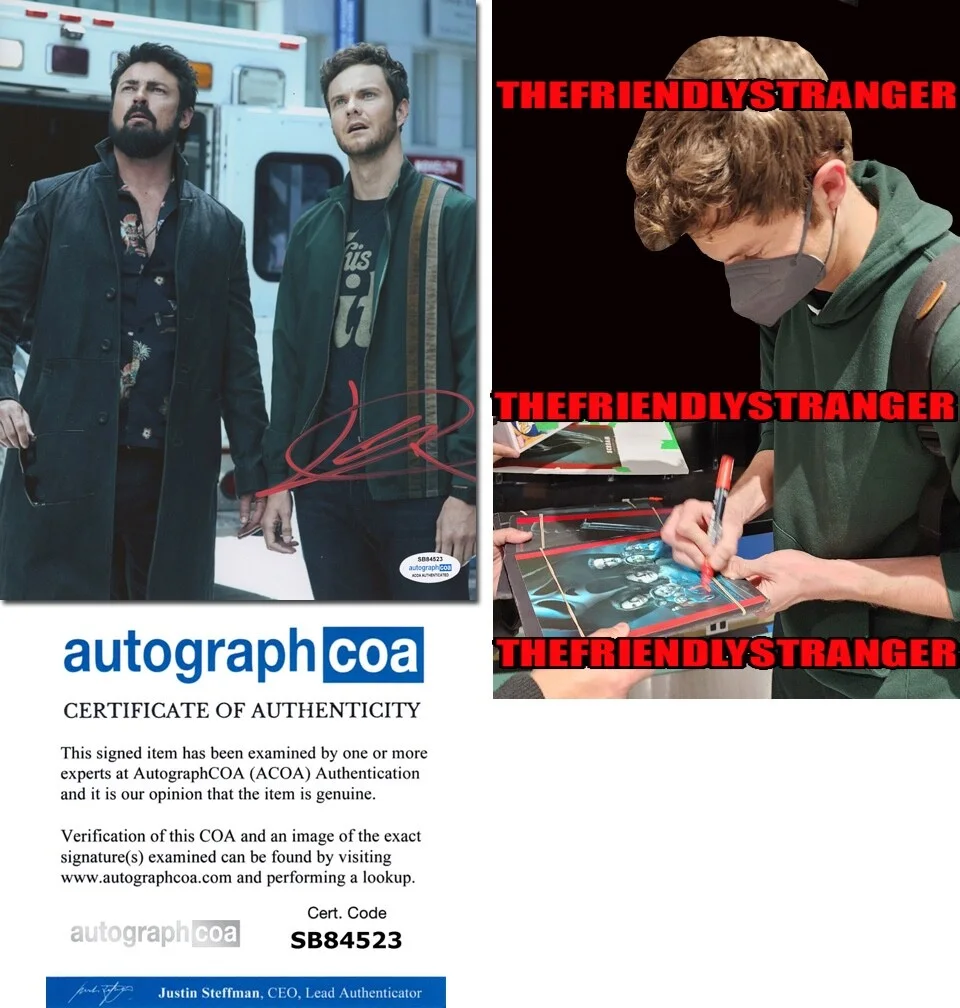 JACK QUAID — Jack Quaid signed "THE BOYS" 8x10 Photo L PROOF Billy Butcher & Hughie ACOA COA