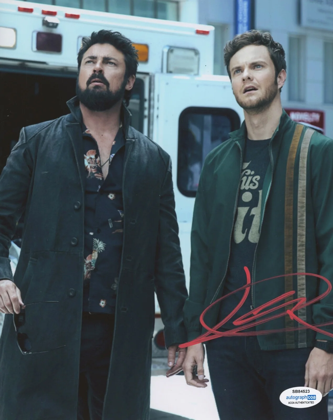 JACK QUAID — Jack Quaid signed "THE BOYS" 8x10 Photo L PROOF Billy Butcher & Hughie ACOA COA, изображение 3