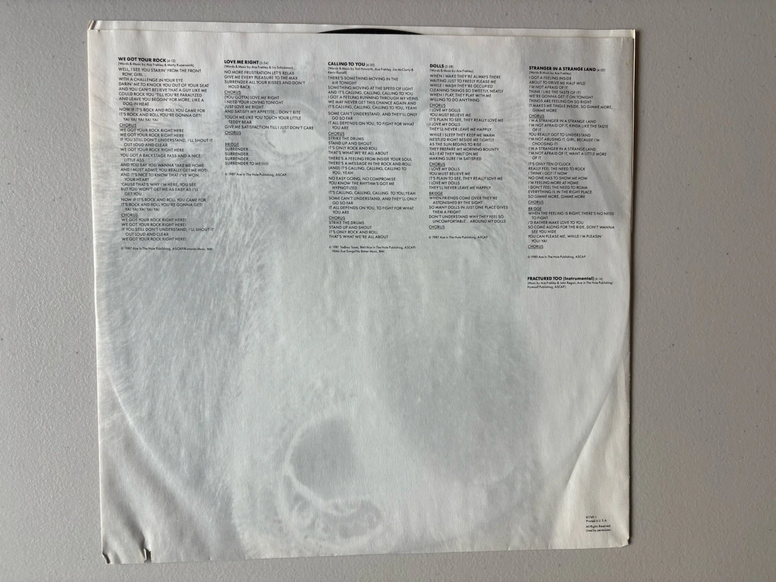 ACE FREHLEY + BAND SIGNED FREHLEY’S COMET VINYL LP BY ALL 4 Rare PAAS COA 075, image 5