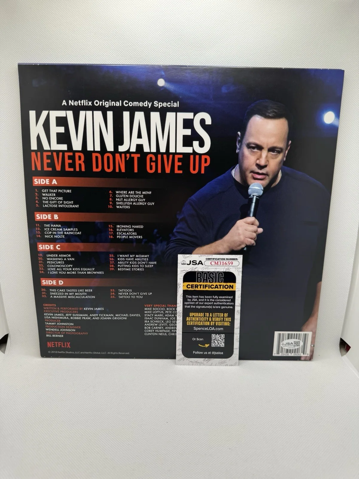 Kevin James — Kevin James Signed Vinyl Never Don't Give Up Autograph Comedy Album JSA COA LP, image 3