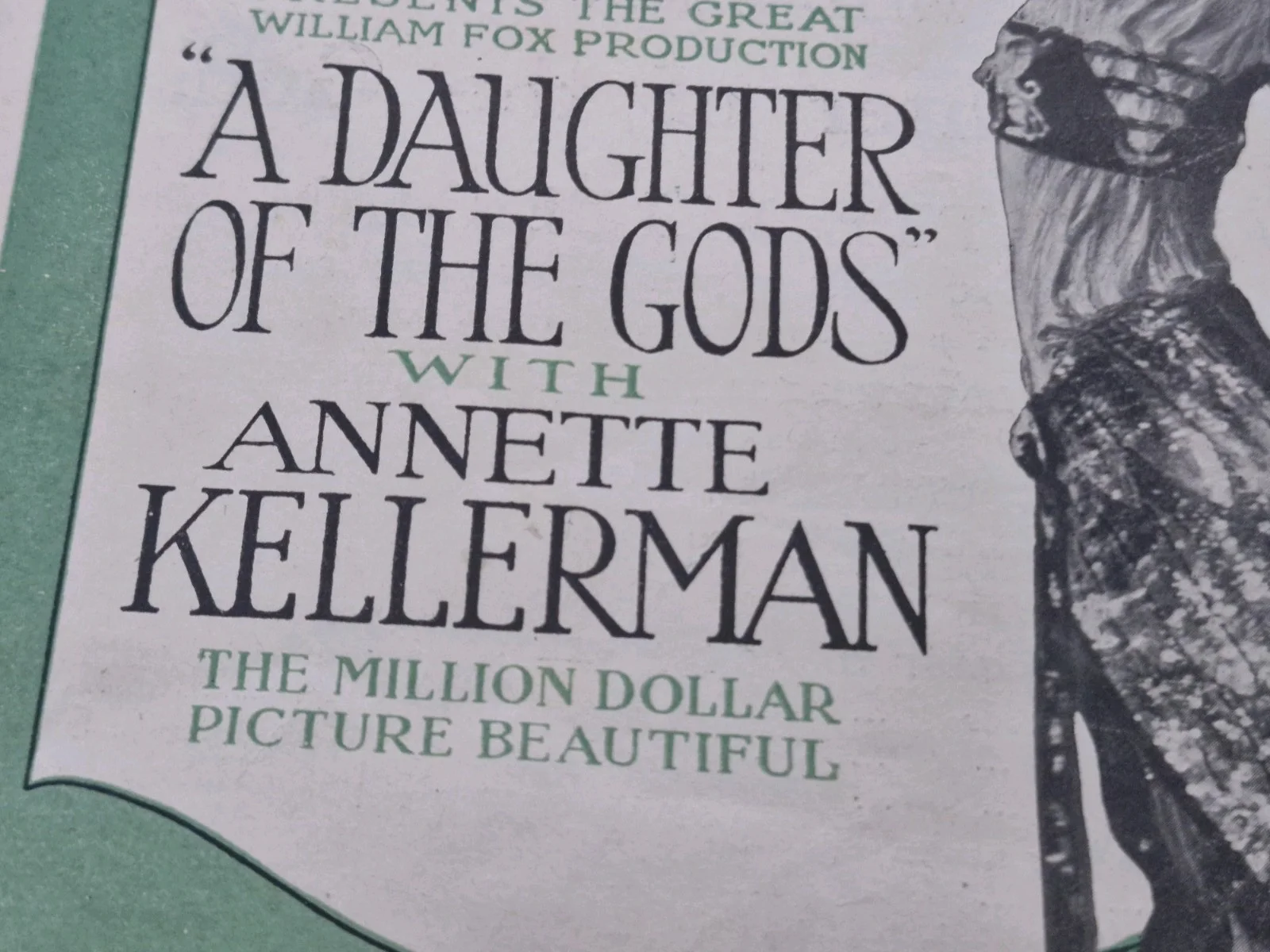 1916 SILENT FILM PROGRAMME " A DAUGHTER OF THE GODS" WILLIAM FOX STUDIOS, изображение 2