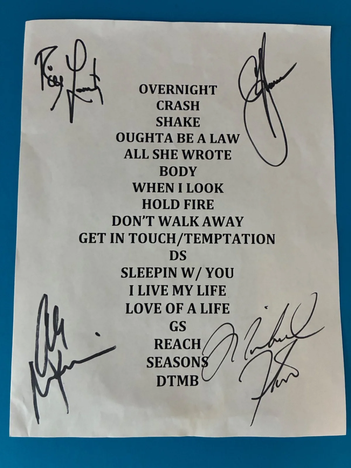 Firehouse Band Original Signed Set List, image 2