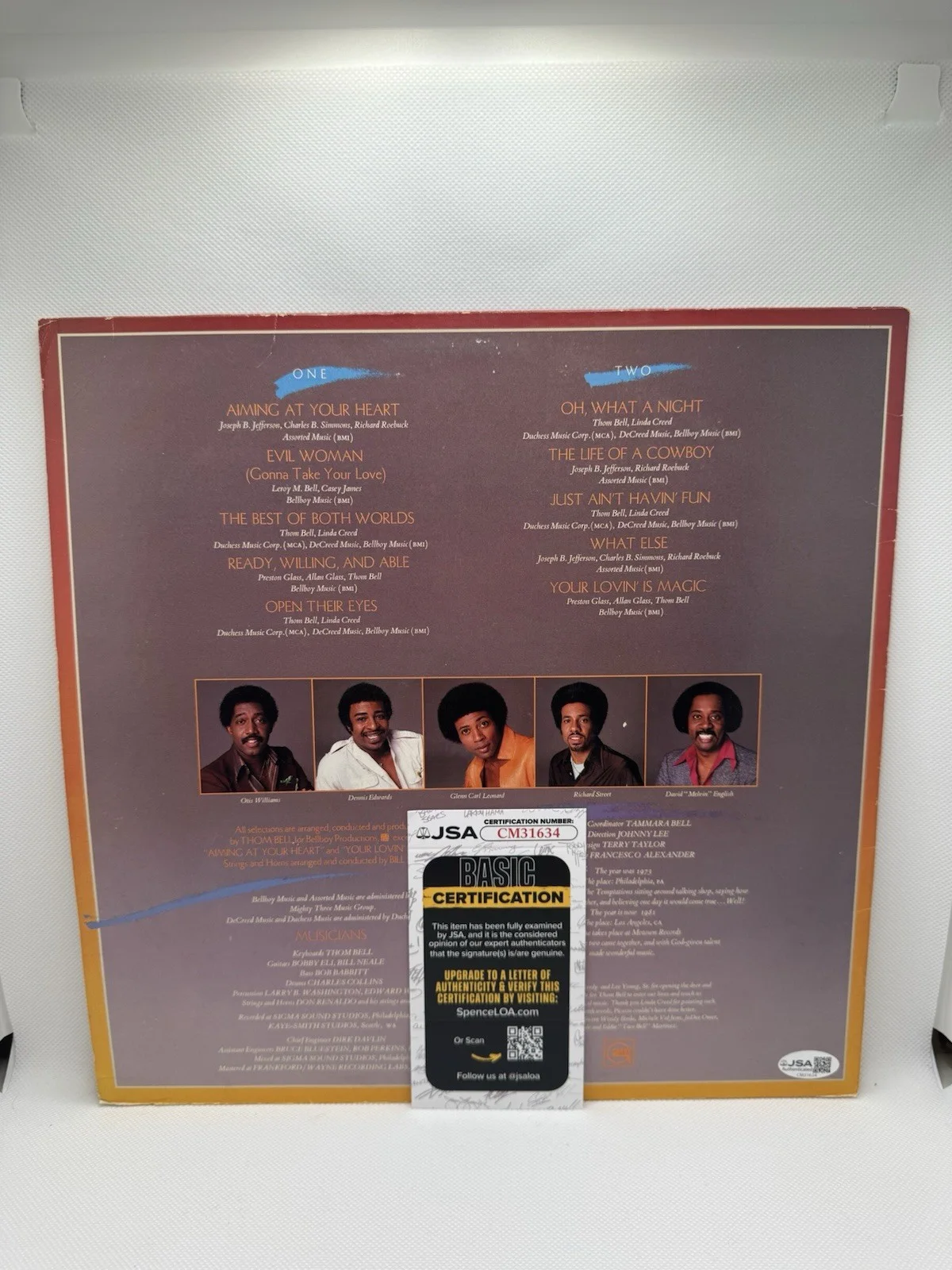 OTIS WILLIAMS SIGNED VINYL THE TEMPTATIONS SELF TITLED PROMO DJ COPY JSA COA, изображение 4