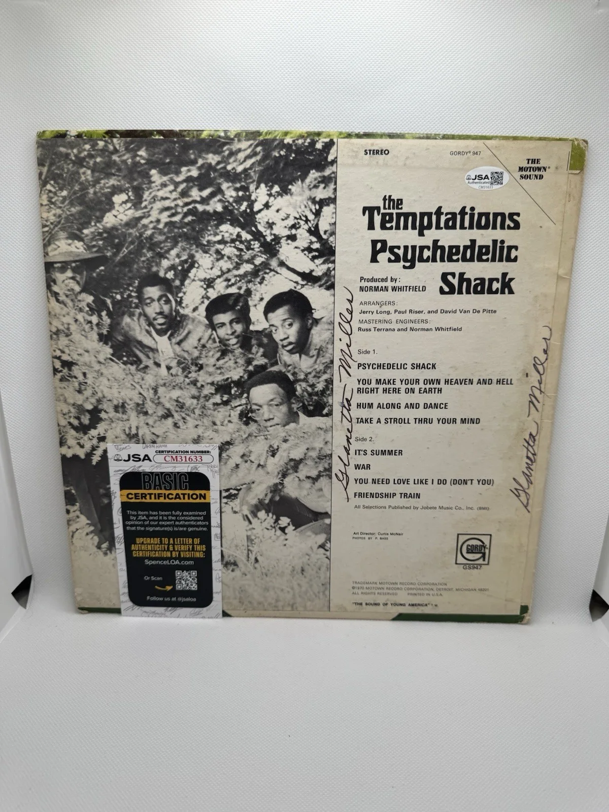OTIS WILLIAMS SIGNED VINYL THE TEMPTATIONS Psychedelic Shack JSA COA AUTOGRAPH, image 3