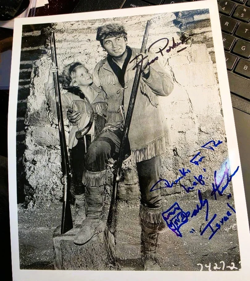 Fess Parker, Darby Hinton — DANIEL BOONE + SON signed 8x10 with UACC COA ... Fess Parker & Darby Hinton