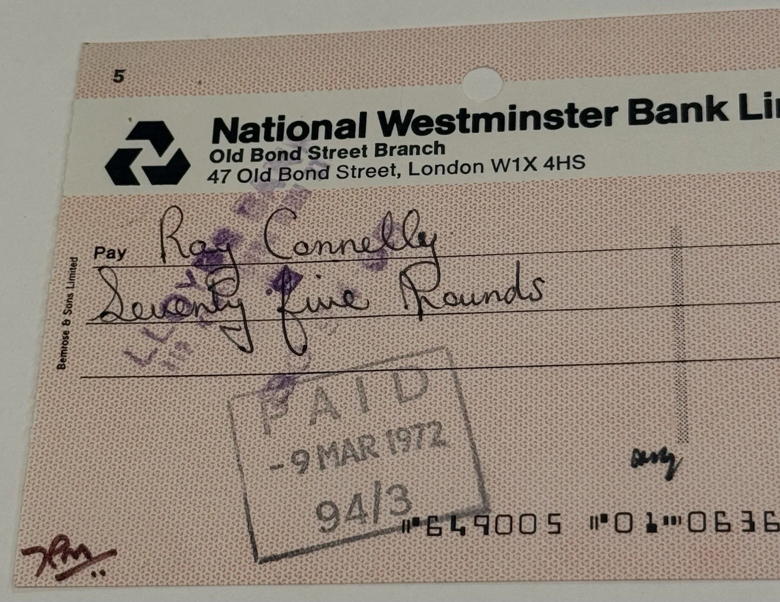 Ringo Starr Signed 1972 Apple Films LTD Check The Beatles PSA Beckett Authentic, image 3