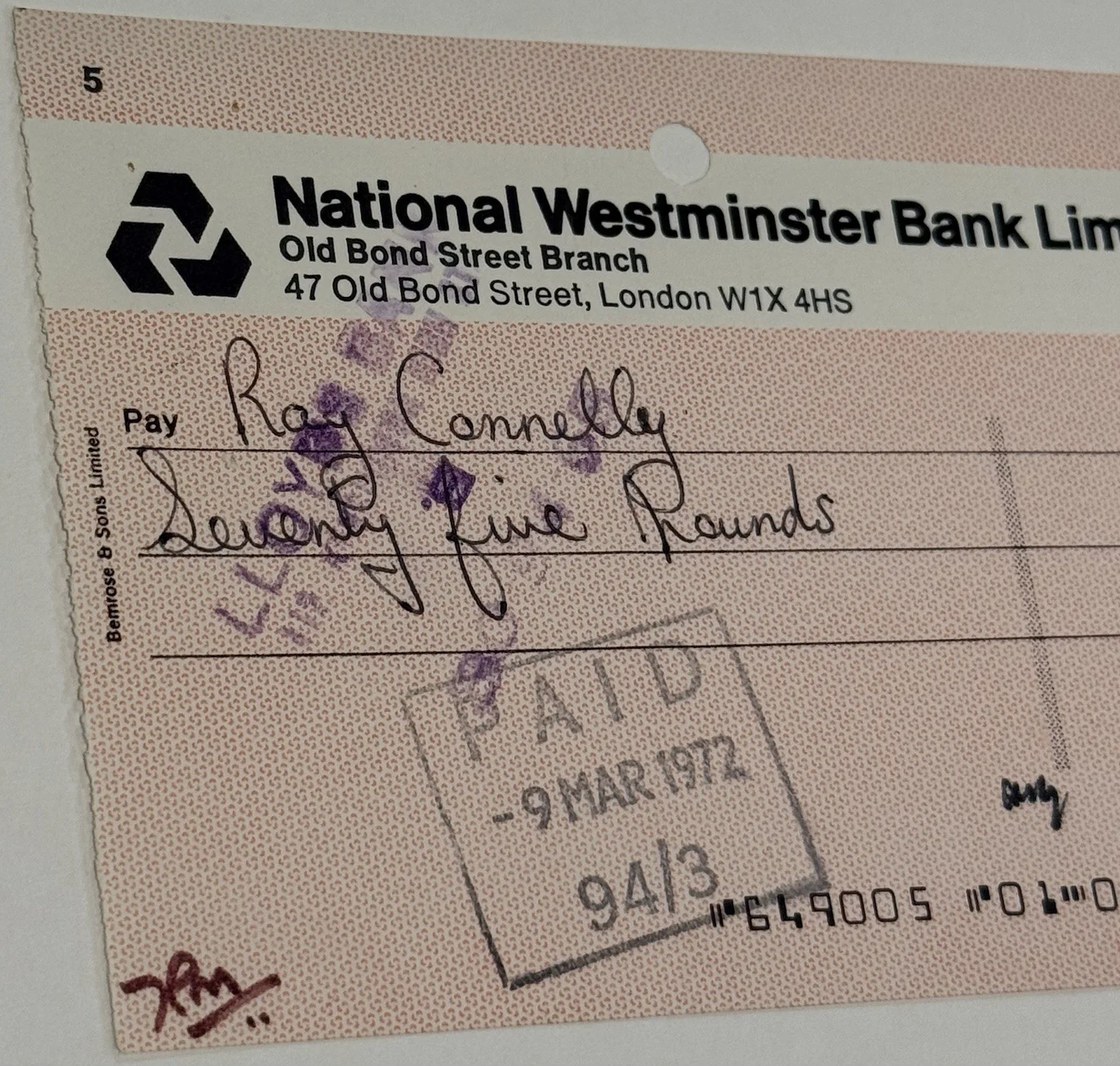 Ringo Starr Signed 1972 Apple Films LTD Check The Beatles PSA Beckett Authentic, image 5