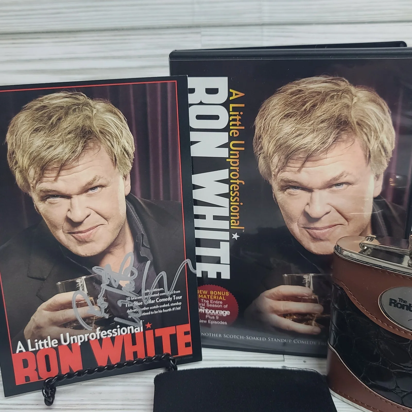 ron white — Ron White Autograph LOT 4pc Signed DVD Flask Keychain Koozie Comedian Funny, изображение 2