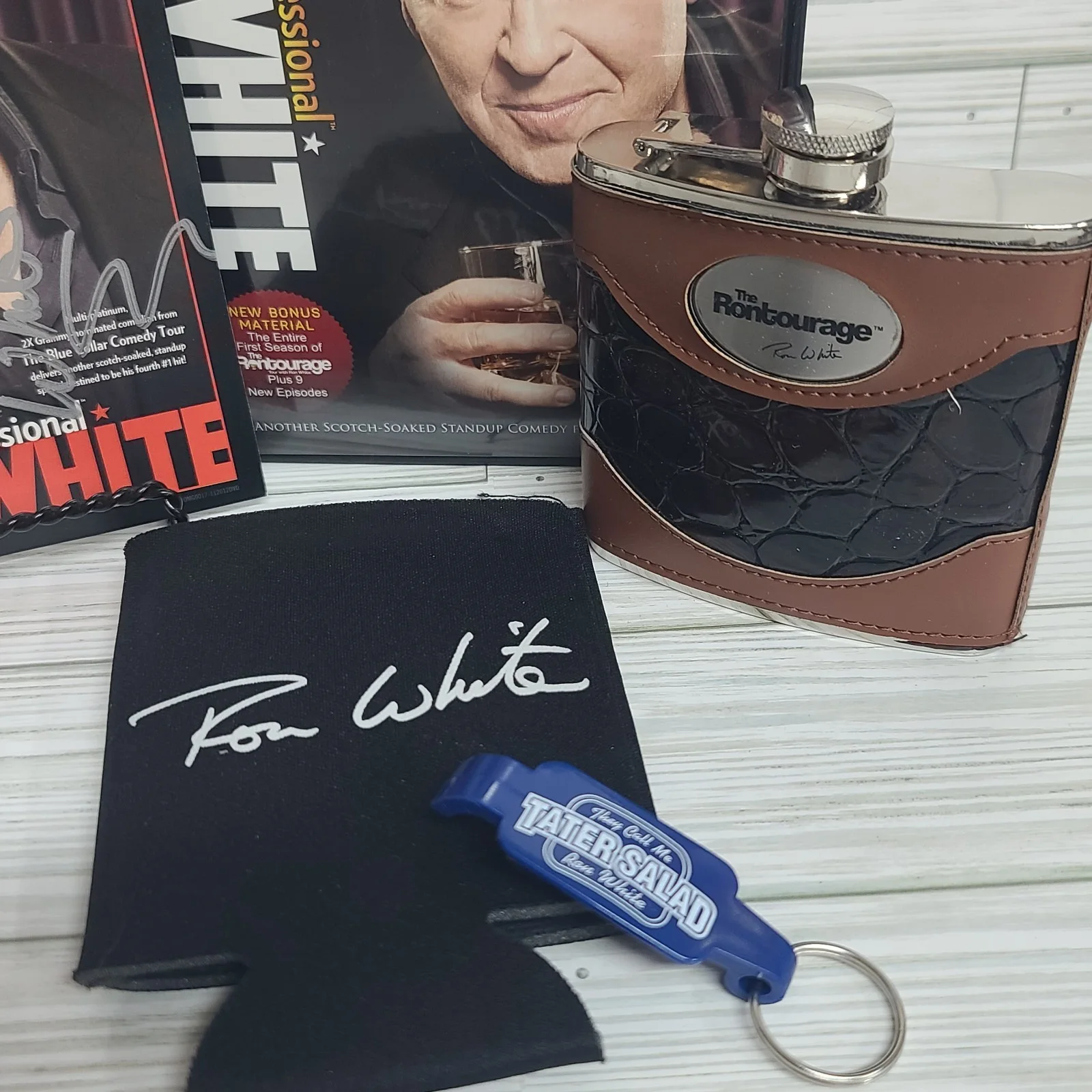 ron white — Ron White Autograph LOT 4pc Signed DVD Flask Keychain Koozie Comedian Funny, изображение 4