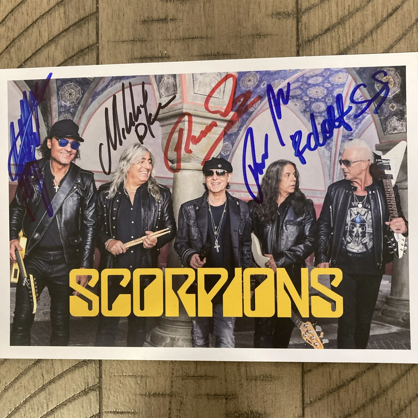The Scorpions rock legend signed 6x8 by whole band rare With -COA -Scorpions, image 2