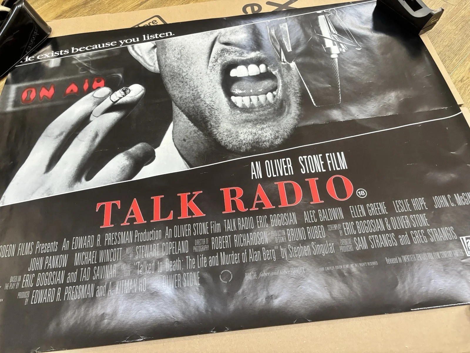 Original Talk Radio German movie poster Quad Oliver Stone Eric Bogosian, изображение 2