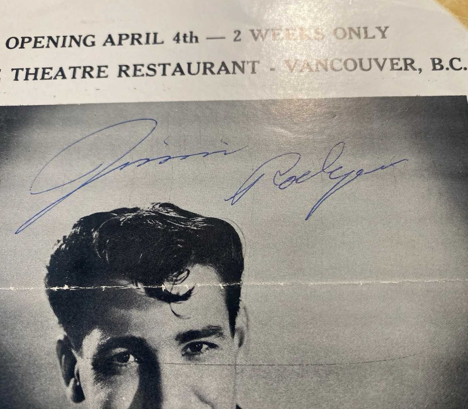 Circa 1960 Jimmie Rodgers Hand Signed AUTOGRAPH Show Bill HONEYCOMB Singer, image 2