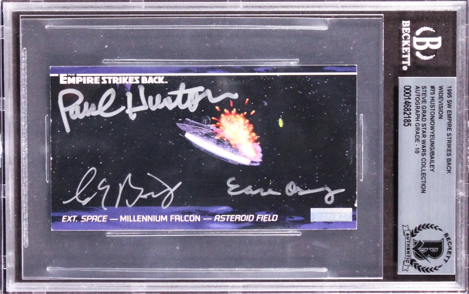 Paul Huston, Charlie Bailey & Ease Owyeung — Star Wars (3) Huston, Bailey +1 Signed 1995 ESB WV #75 Card Auto 10! BAS Slabbed