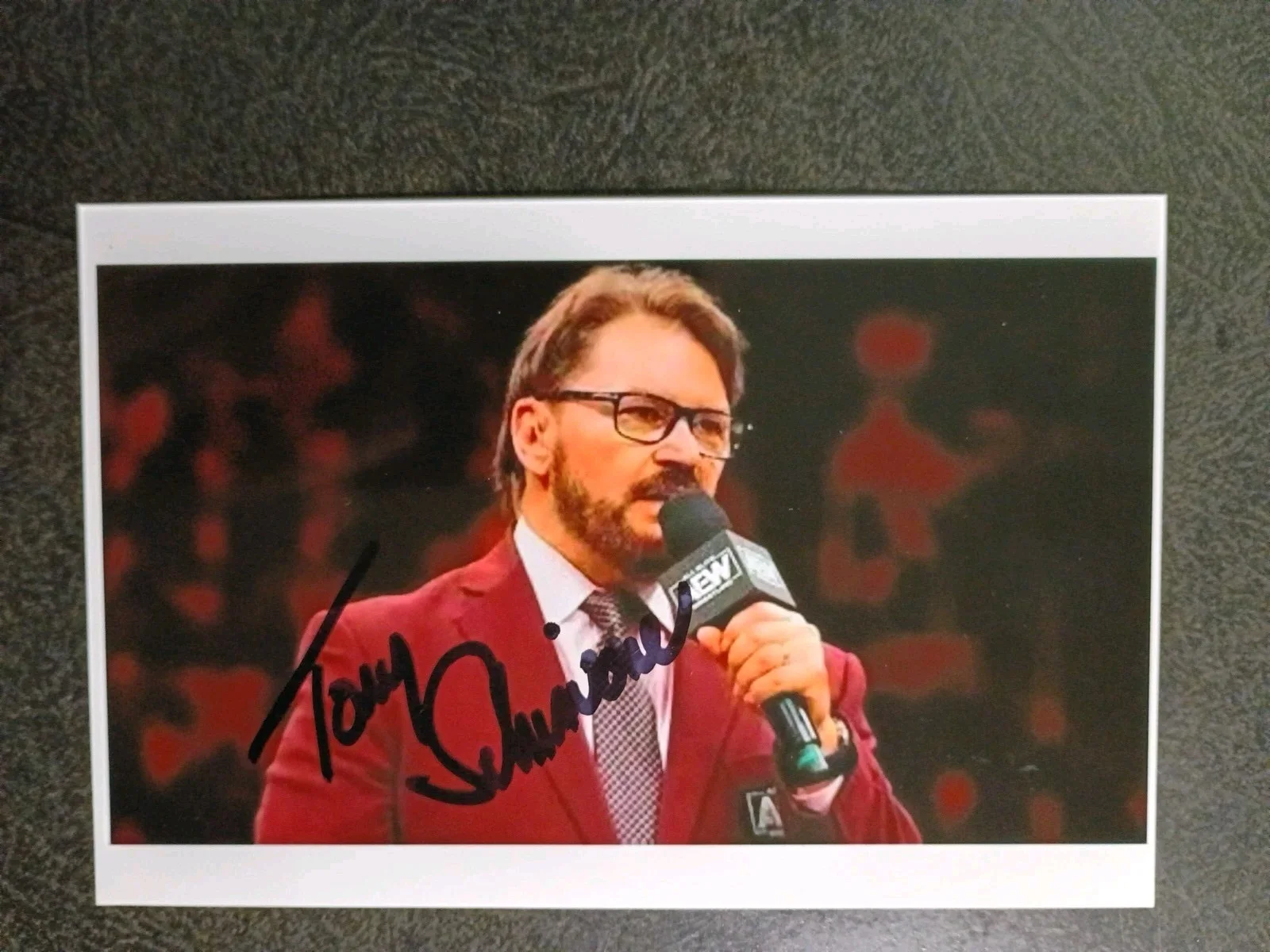 TONY SCHIAVONE — TONY SCHIAVONE 2 Hand Signed Autograph Photo S - MACHO MAN -WRESTLING ANNOUNCER, изображение 3