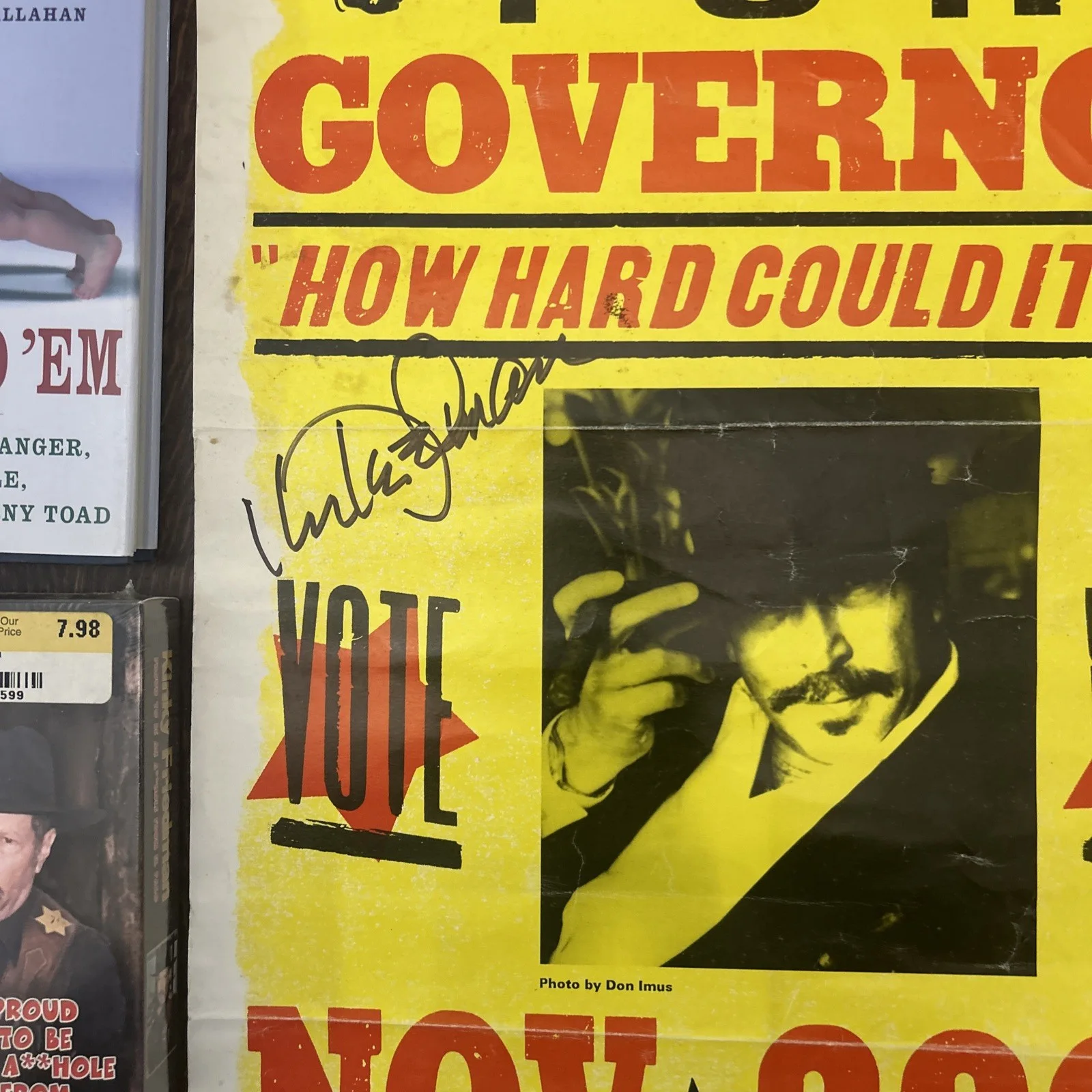 KINKY FRIEDMAN For Governor SIGNED Poster + Book And Sealed VHS Don Imus Photo, изображение 3