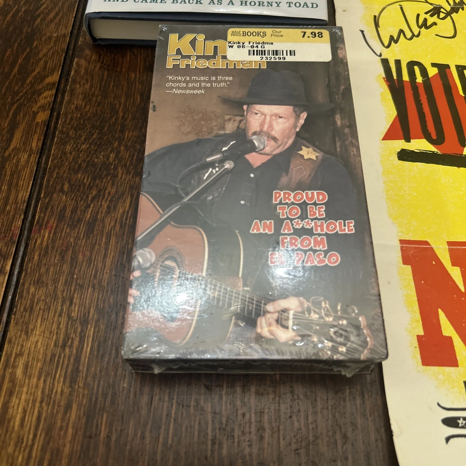KINKY FRIEDMAN For Governor SIGNED Poster + Book And Sealed VHS Don Imus Photo, изображение 5