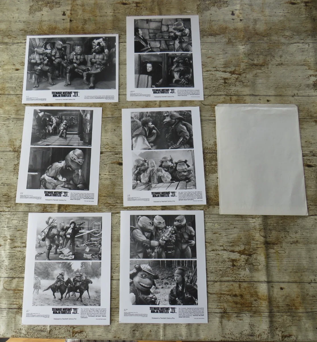 TEENAGE MUTANT NINJA TURTLES III ORIGINAL 1993 CINEMA FILM PRESS KIT 6 PHOTOS, изображение 5