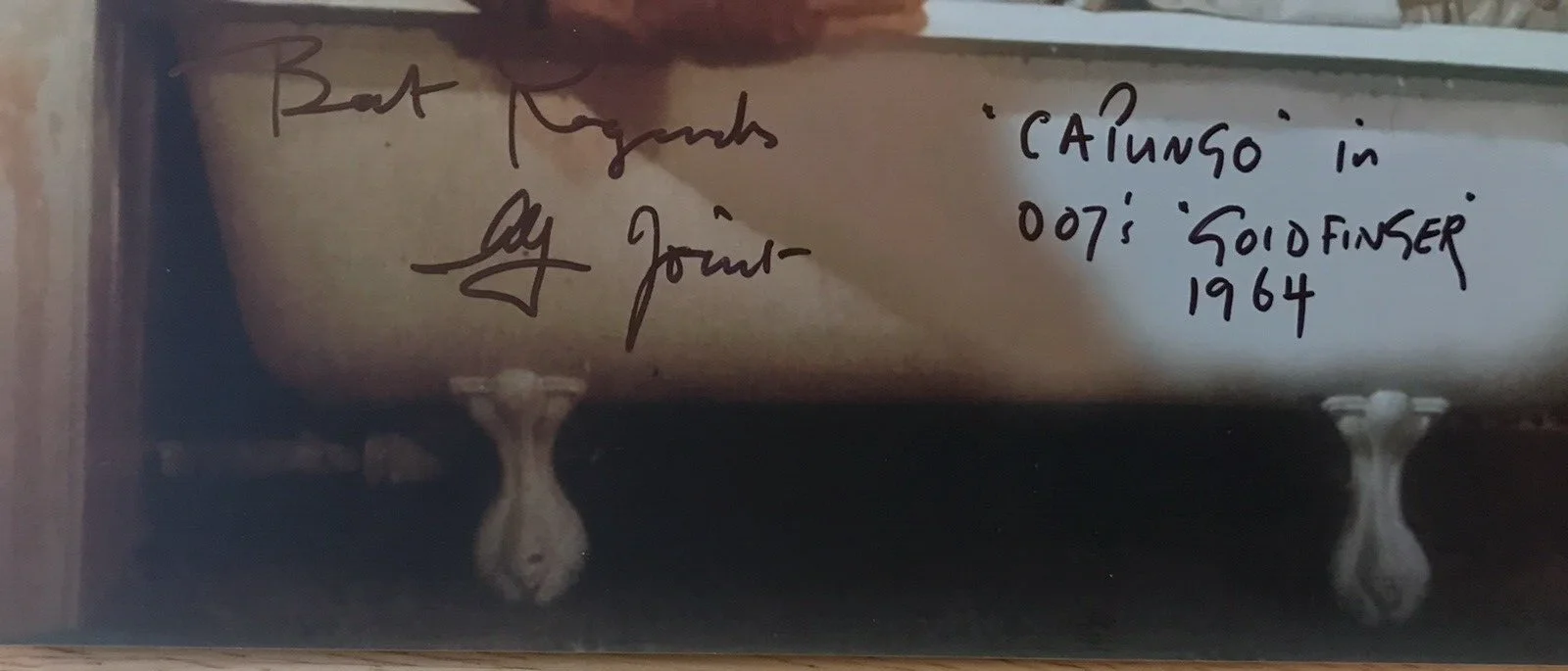 ALF JOINT — ALF JOINT SIGNED PHOTO GOLDFINGER "CAPUNGO" OO7 JAME BOND BATHTUB SCENE COA BBC, image 2