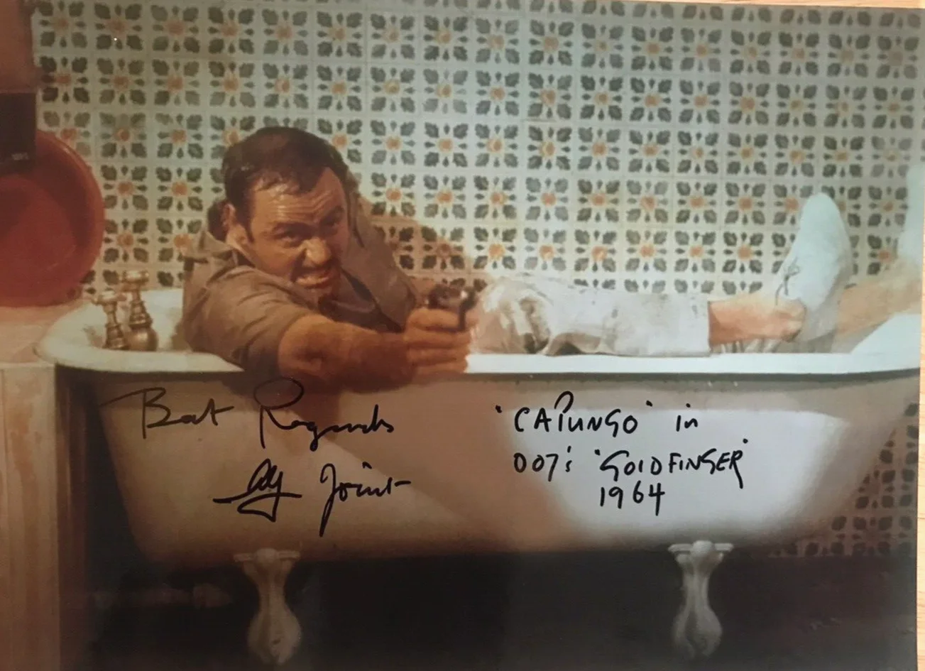 ALF JOINT — ALF JOINT SIGNED PHOTO GOLDFINGER "CAPUNGO" OO7 JAME BOND BATHTUB SCENE COA BBC, image 3