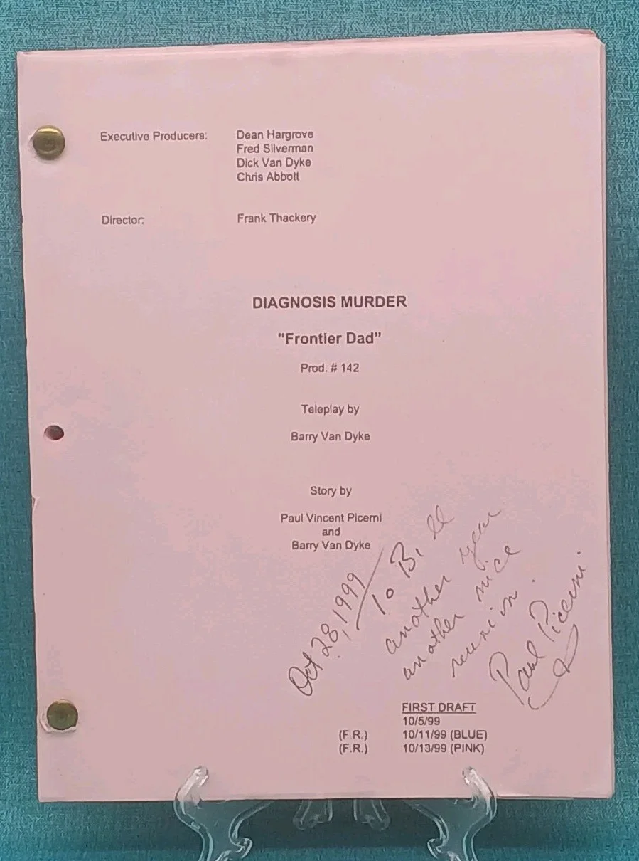 Co Author - Paul Picerni — DIAGNOSIS MURDER TV Signed Script w/ Call Sheet & Location Map 1999 Frontier Dad, image 2