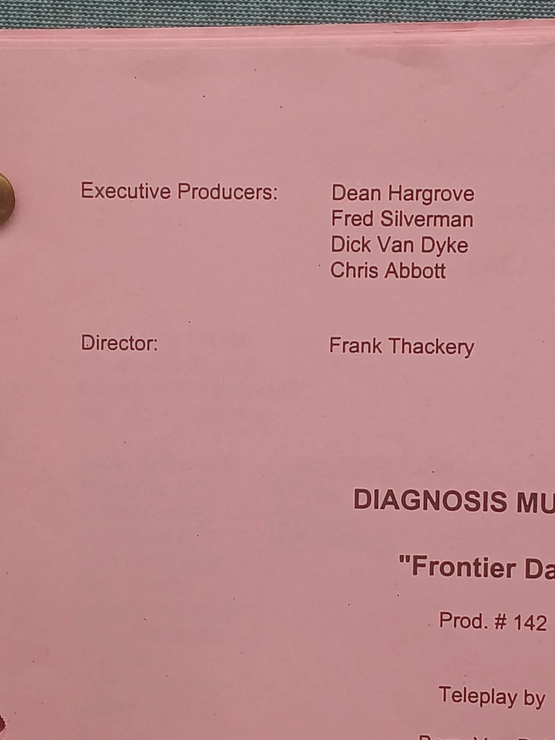 Co Author - Paul Picerni — DIAGNOSIS MURDER TV Signed Script w/ Call Sheet & Location Map 1999 Frontier Dad, image 4