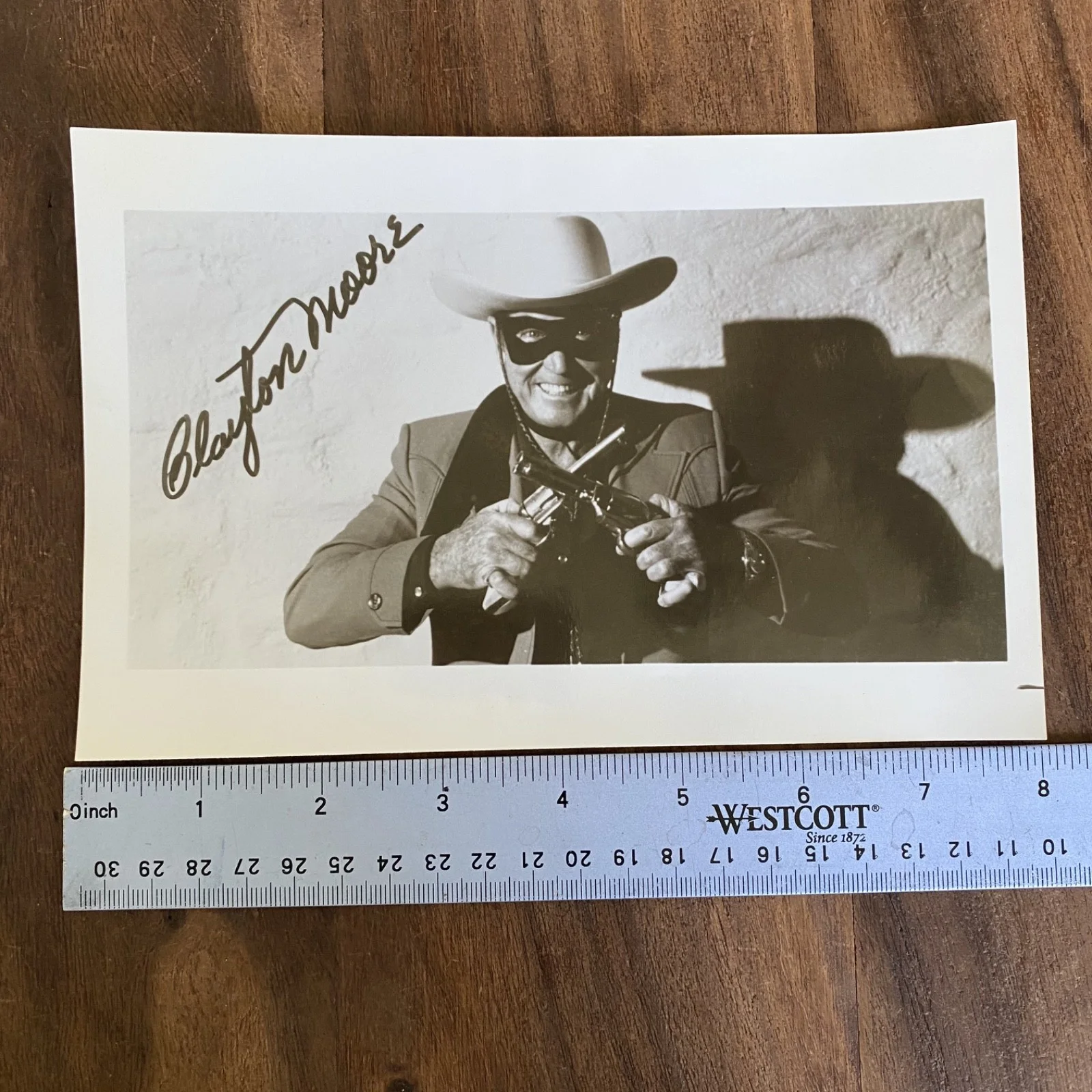 Clayton Moore Lone Rangeer Autographed Hand Signed 5.25"x 8" B&W Photo, изображение 4