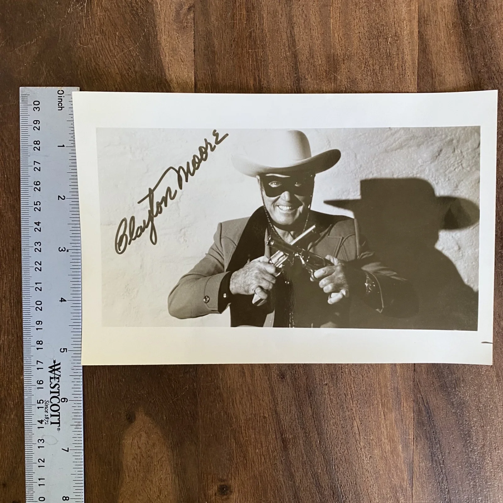 Clayton Moore Lone Rangeer Autographed Hand Signed 5.25"x 8" B&W Photo, изображение 5