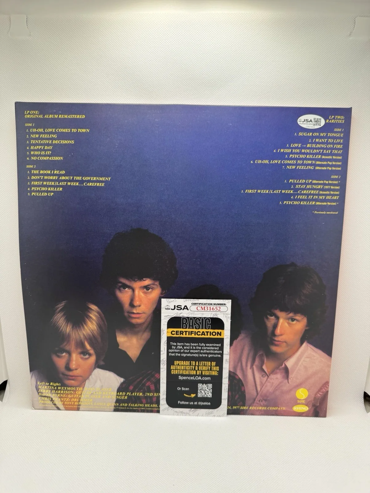 DAVID BYRNE SIGNED TALKING HEADS 77 VINYL GREEN RECORD AUTOGRAPHED JSA COA, image 3
