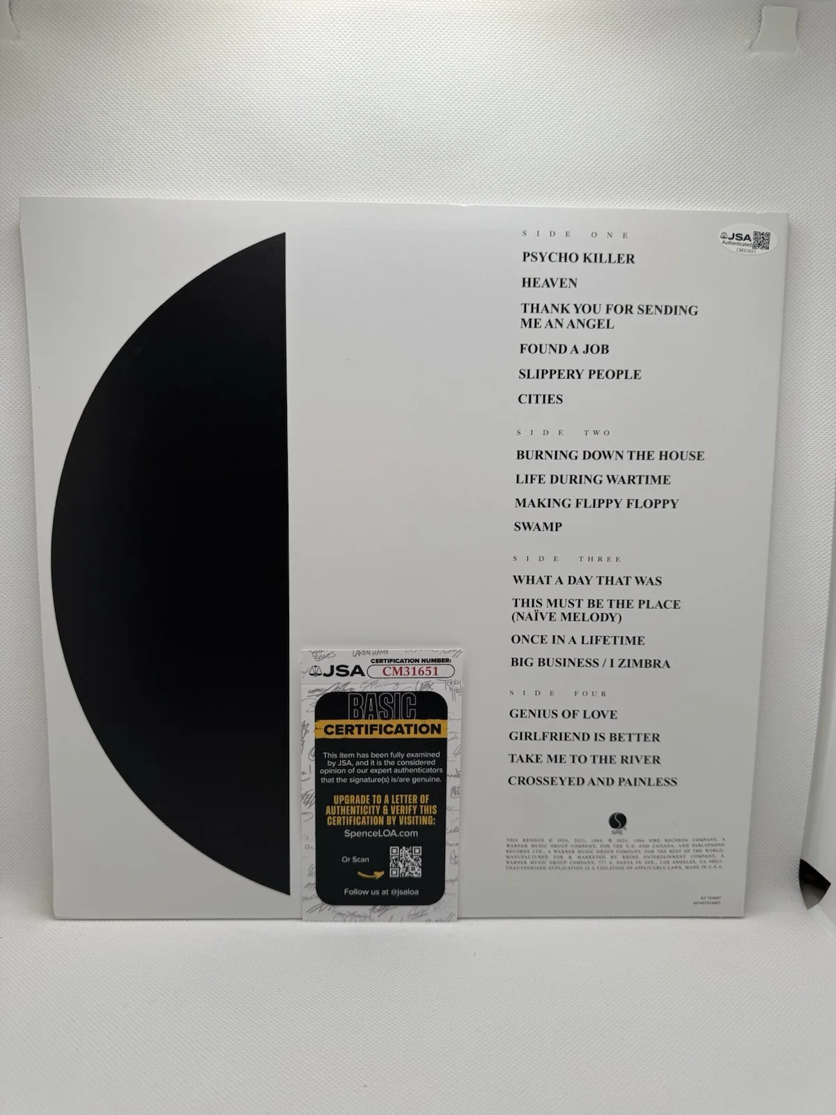 DAVID BYRNE SIGNED TALKING HEADS STOP MAKING SENSE VINYL AUTOGRAPH JSA COA, image 3