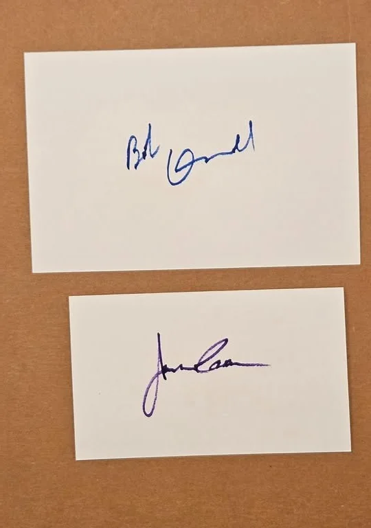 ROBERT DUVALL AND JAMES CAAN — ROBERT DUVALL SIGNED & JAMES CAAN SIGNED INDEX CARD AUTOGRAPH - THE GODFATHER