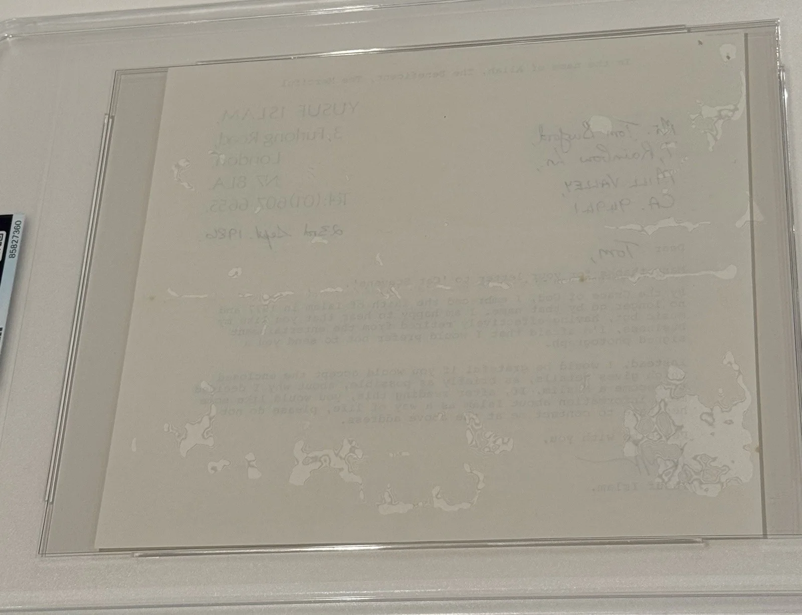 Yusuf Islam Signed Fan Letter Response 1986 Cat Stevens PSA Authentic Autograph, image 5
