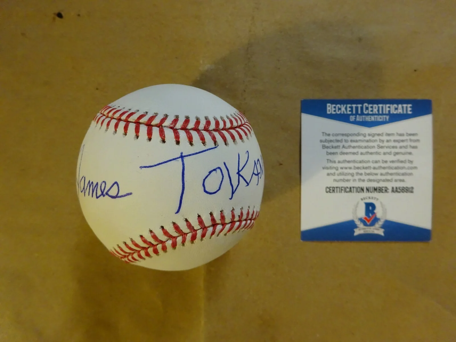 James Tolkan — Signed JAMES TOLKAN Autographed BASEBALL Beckett BAS COA BTTF Strickland