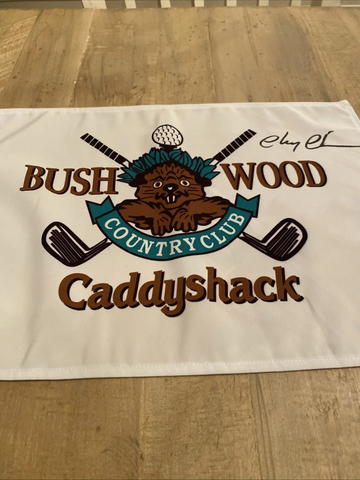 Chevy Chase — Chevy Chase Signed "Caddyshack" Bush Wood County Club Pin Flag! Beckett COA, image 3