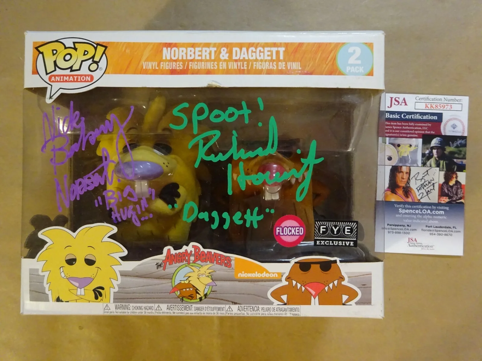 Nick Bakay & Richard Horvitz — Rare Signed The Angry Beavers Nick Bakay & Richard Horvitz Funko Pop Set JSA COA