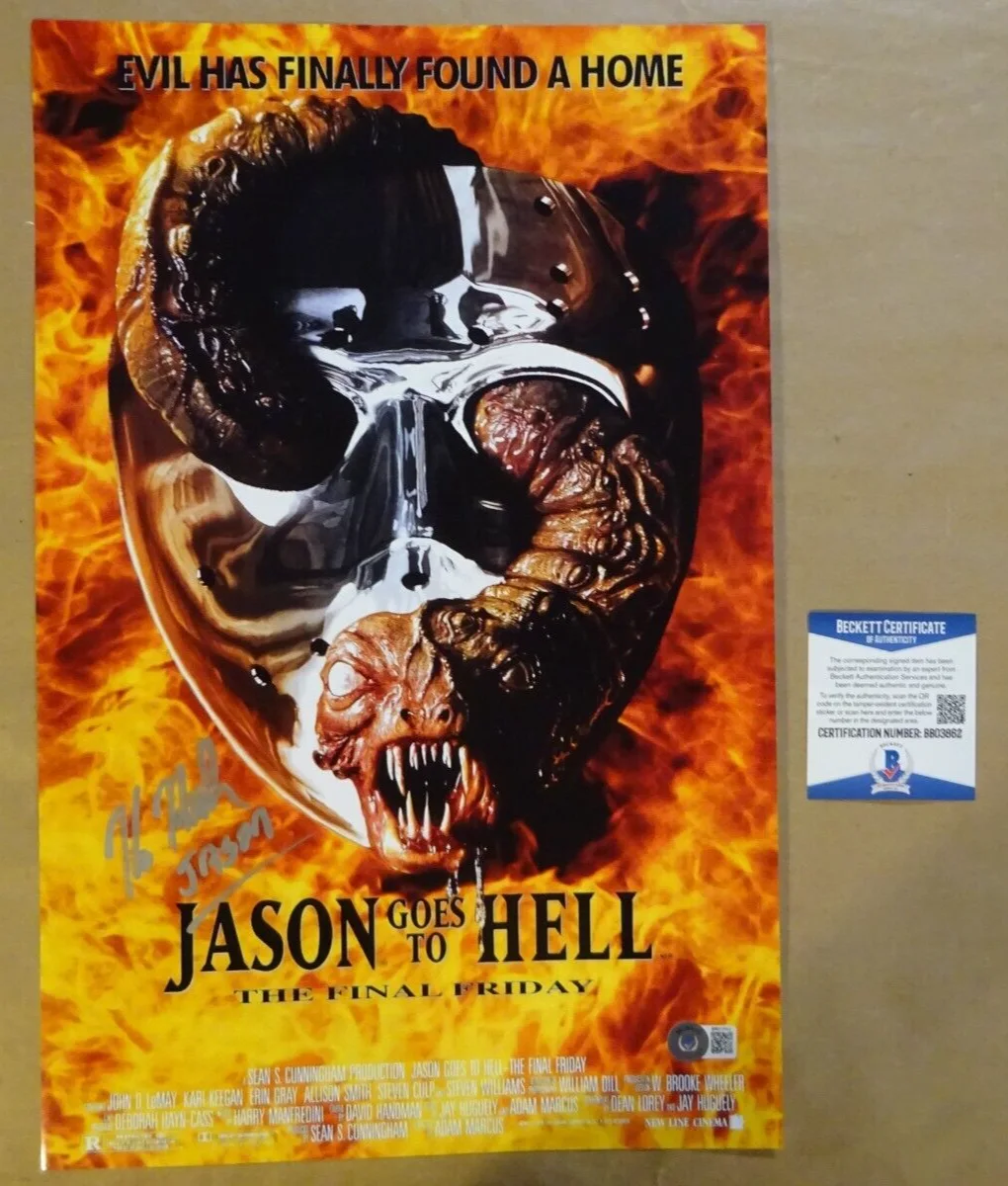 Kane Hodder — Signed Kane Hodder Autographed Jason Goes To Hell 11"x17" Photo Beckett BAS COA